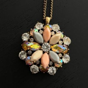 JCrew Crystal Floral Multicolor Pendant Necklace